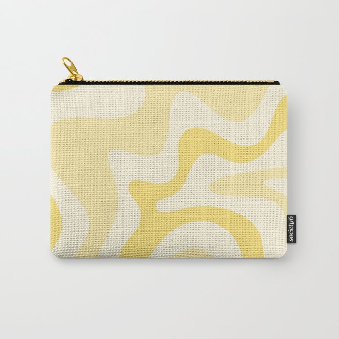Retro Liquid Swirl Abstract Square in Soft Pale Pastel Yellow Carry All Pouch Gallery Image 1