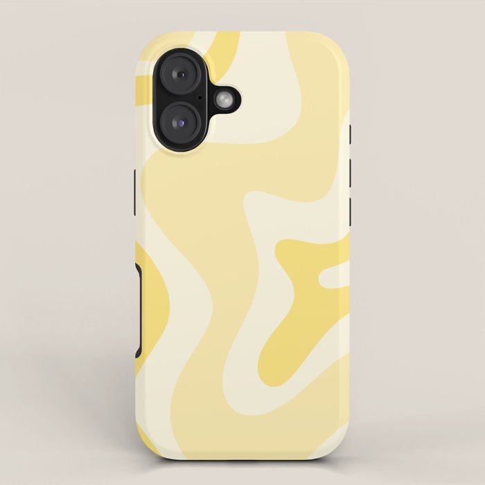 Retro Liquid Swirl Abstract Square in Soft Pale Pastel Yellow iPhone Case Gallery Image 1