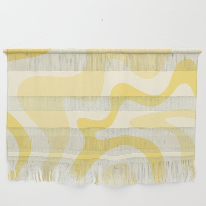 Retro Liquid Swirl Abstract Square in Soft Pale Pastel Yellow Wall Hanging Gallery Image 1
