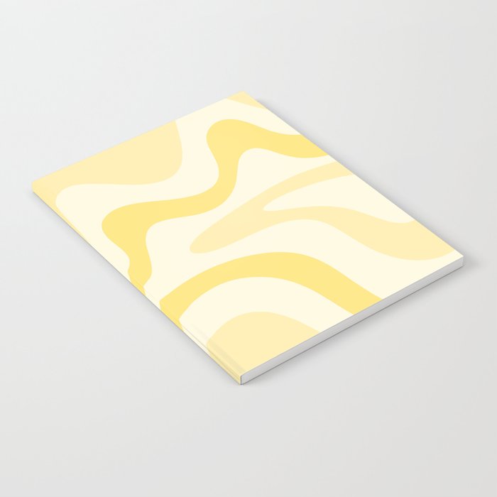 Retro Liquid Swirl Abstract Square in Soft Pale Pastel Yellow Notebook Gallery Image 1