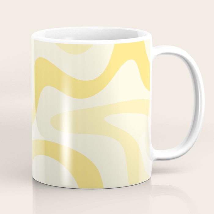 Retro Liquid Swirl Abstract Square in Soft Pale Pastel Yellow Coffee Mug Gallery Image 1