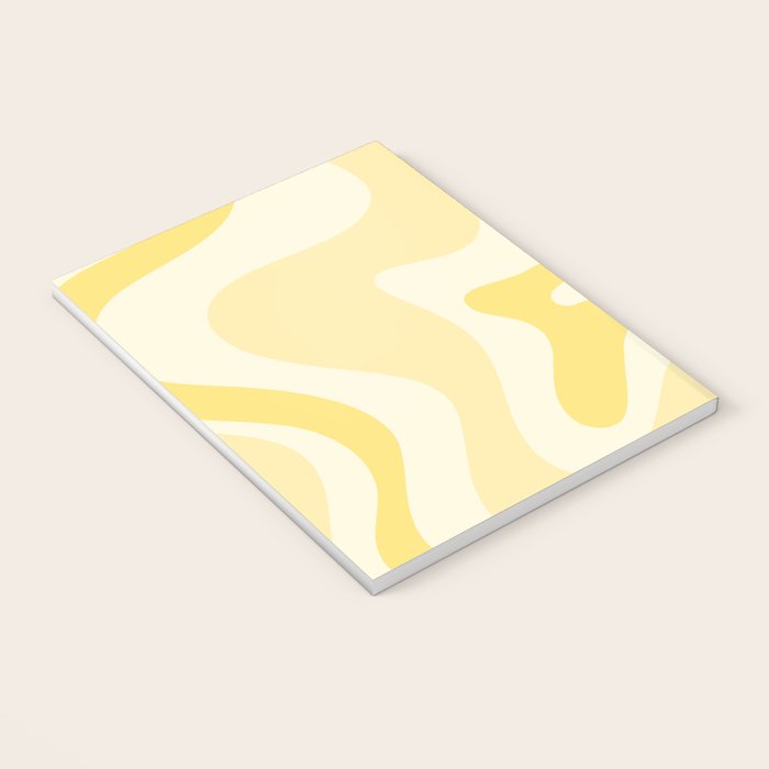 Retro Liquid Swirl Abstract Square in Soft Pale Pastel Yellow Notebook Gallery Image 3