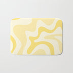 Retro Liquid Swirl Abstract Square in Soft Pale Pastel Yellow Bath Mat Gallery Image 1