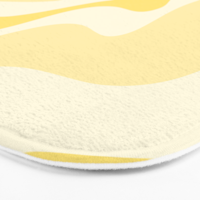 Retro Liquid Swirl Abstract Square in Soft Pale Pastel Yellow Bath Mat Gallery Image 3