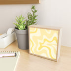 Retro Liquid Swirl Abstract Square in Soft Pale Pastel Yellow Mini Art Print Gallery Image 2