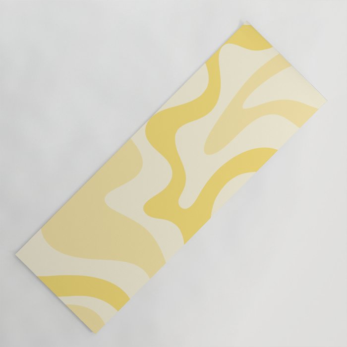 Retro Liquid Swirl Abstract Square in Soft Pale Pastel Yellow Yoga Mat Gallery Image 1