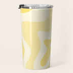 Retro Liquid Swirl Abstract Square in Soft Pale Pastel Yellow Travel Mug Gallery Image 3