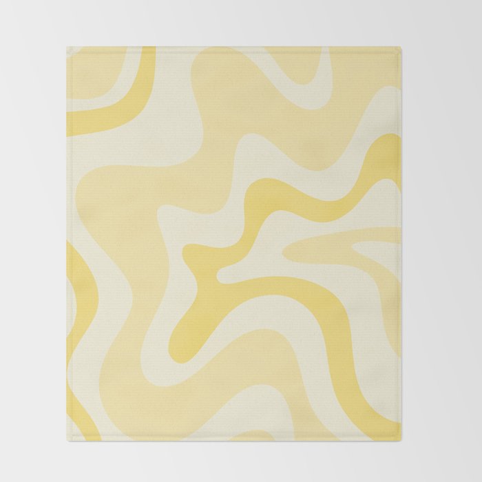 Retro Liquid Swirl Abstract Square in Soft Pale Pastel Yellow Throw Blanket Gallery Image 2
