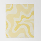 Retro Liquid Swirl Abstract Square in Soft Pale Pastel Yellow Throw Blanket Gallery Image 2