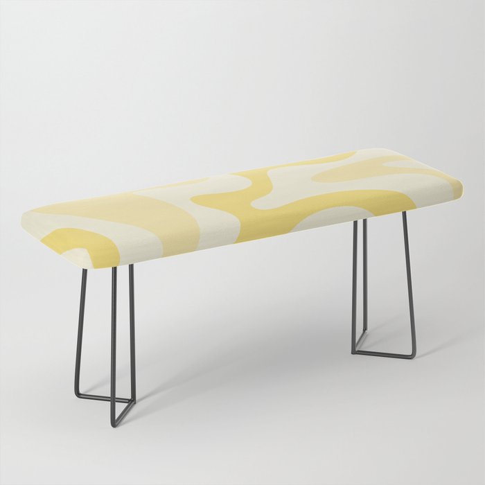 Retro Liquid Swirl Abstract Square in Soft Pale Pastel Yellow Bench Gallery Image 1
