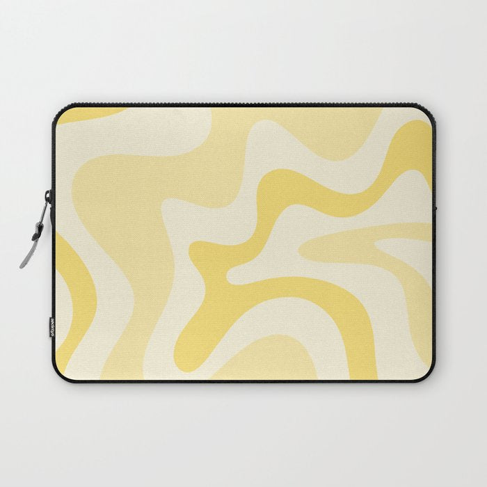Retro Liquid Swirl Abstract Square in Soft Pale Pastel Yellow Laptop Sleeve Gallery Image 1