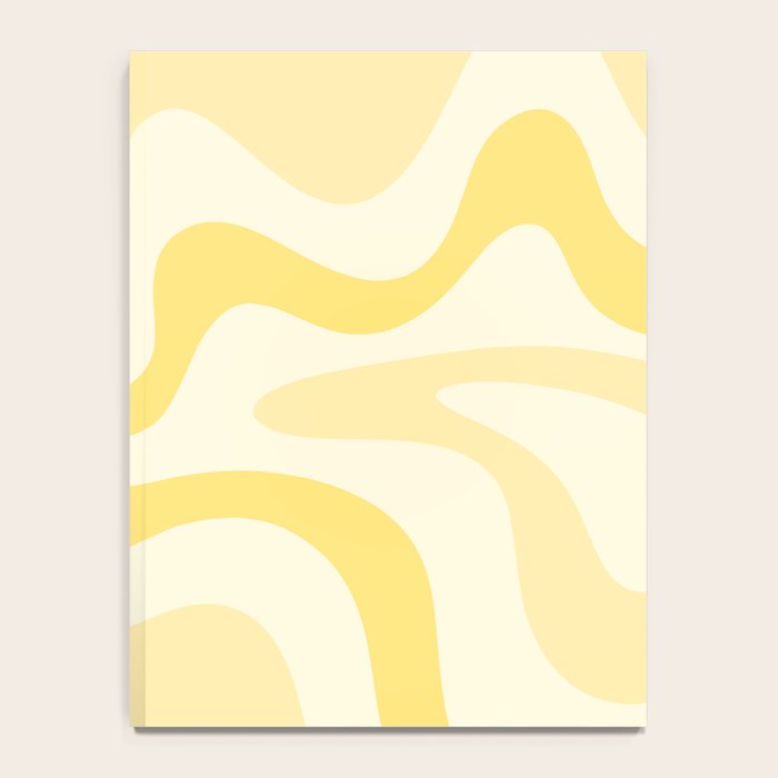 Retro Liquid Swirl Abstract Square in Soft Pale Pastel Yellow Notebook Gallery Image 4