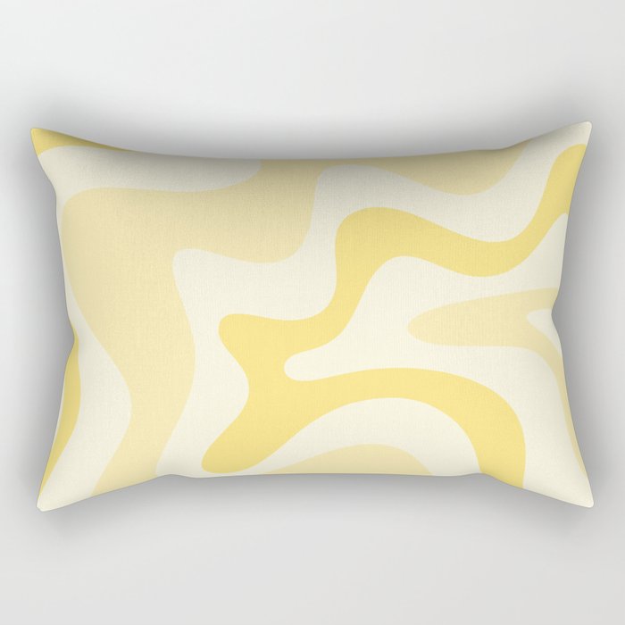 Retro Liquid Swirl Abstract Square in Soft Pale Pastel Yellow Rectangular Pillow Gallery Image 1