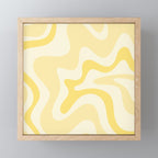 Retro Liquid Swirl Abstract Square in Soft Pale Pastel Yellow Mini Art Print Gallery Image 1