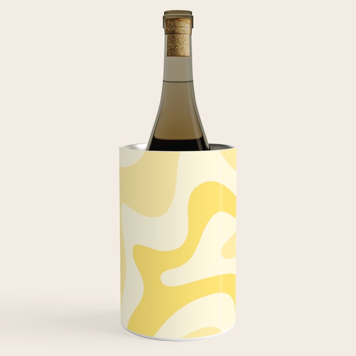 Retro Liquid Swirl Abstract Square in Soft Pale Pastel Yellow Wine Chiller Gallery Image 1