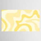 Retro Liquid Swirl Abstract Square in Soft Pale Pastel Yellow Tablecloth Gallery Image 2