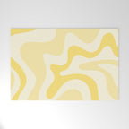 Retro Liquid Swirl Abstract Square in Soft Pale Pastel Yellow Welcome Mat Gallery Image 1