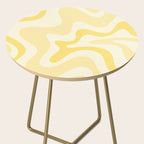 Retro Liquid Swirl Abstract Square in Soft Pale Pastel Yellow Side Table Gallery Image 2