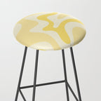 Retro Liquid Swirl Abstract Square in Soft Pale Pastel Yellow Stool Gallery Image 2