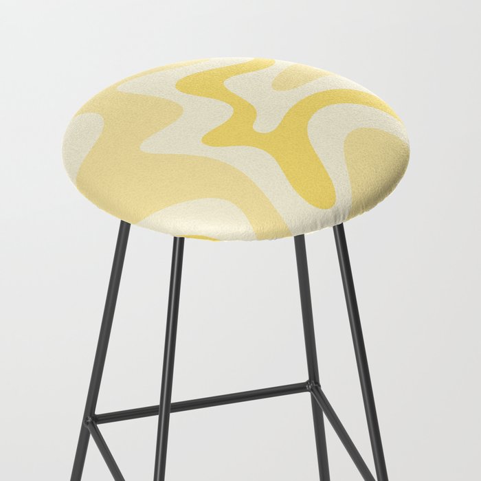 Retro Liquid Swirl Abstract Square in Soft Pale Pastel Yellow Stool Gallery Image 2