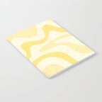 Retro Liquid Swirl Abstract Square in Soft Pale Pastel Yellow Notebook Gallery Image 2