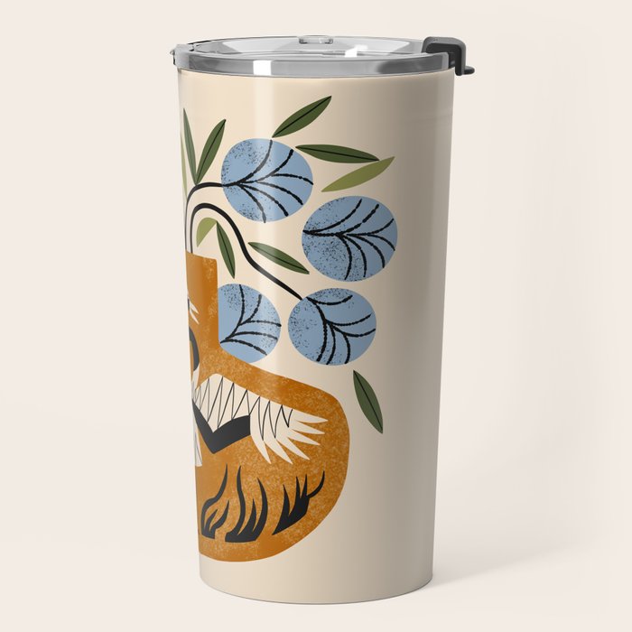 Blue Peonies And Crane Vase Travel Mug Gallery Image 2