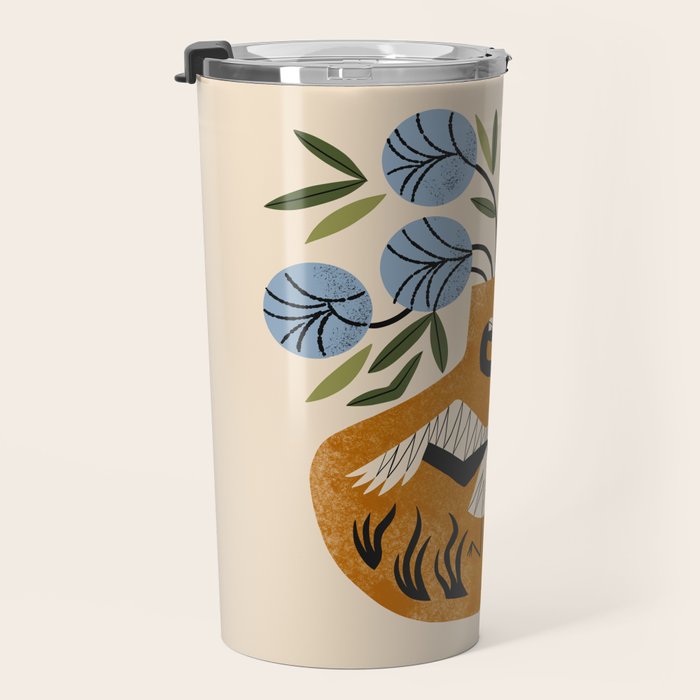 Blue Peonies And Crane Vase Travel Mug Gallery Image 3