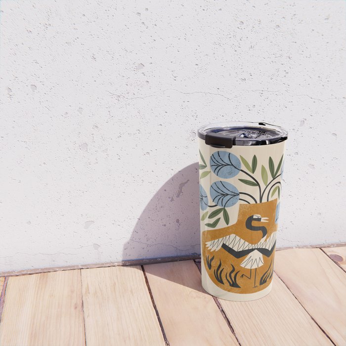 Blue Peonies And Crane Vase Travel Mug Gallery Image 4