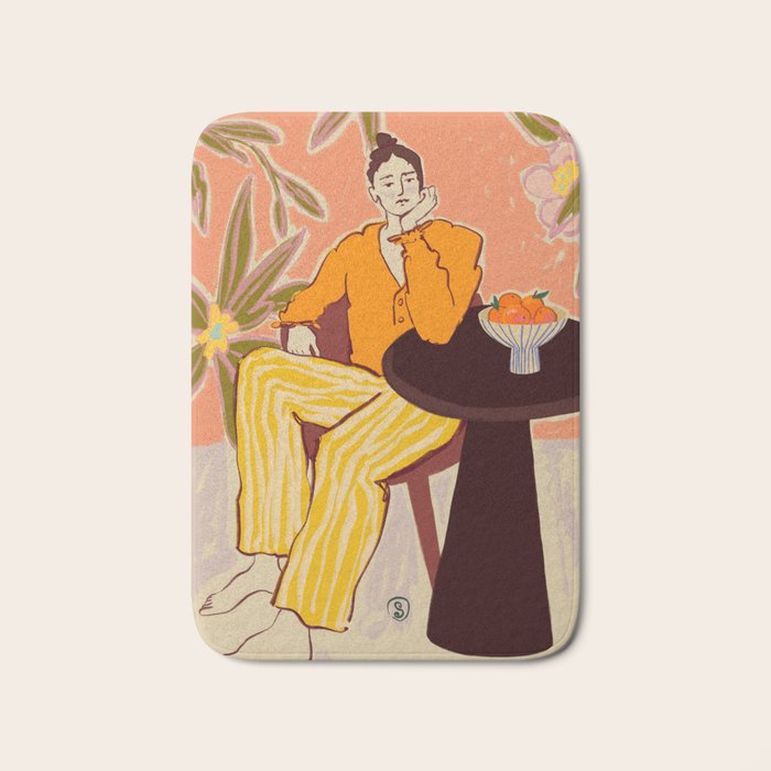GIRL WITH ORANGES Bath Mat Gallery Image 1