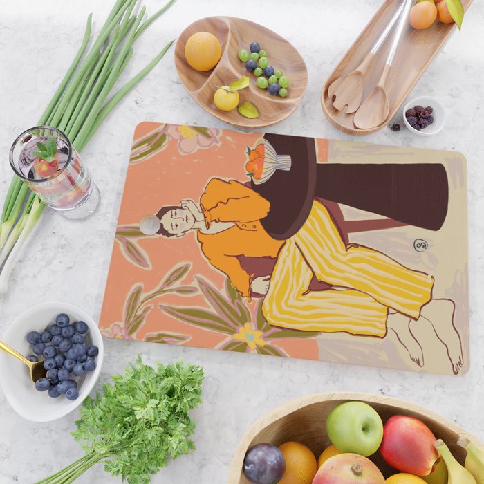 GIRL WITH ORANGES Cutting Board Gallery Image 2