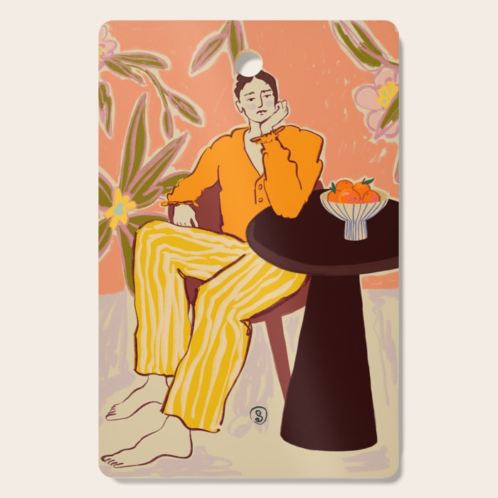 GIRL WITH ORANGES Cutting Board Gallery Image 1