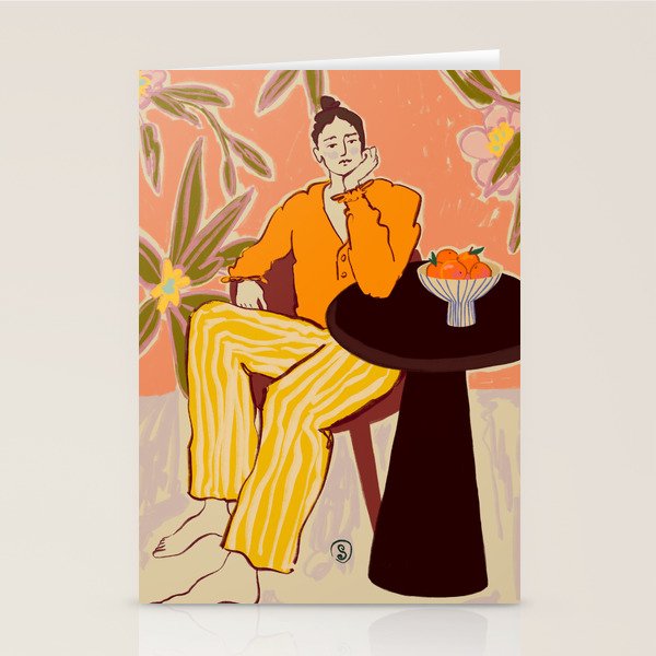 GIRL WITH ORANGES Stationery Card Gallery Image 2
