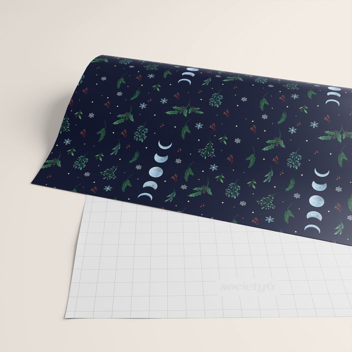 Moonlight Garden - Festive Green Wrapping Paper Gallery Image 2