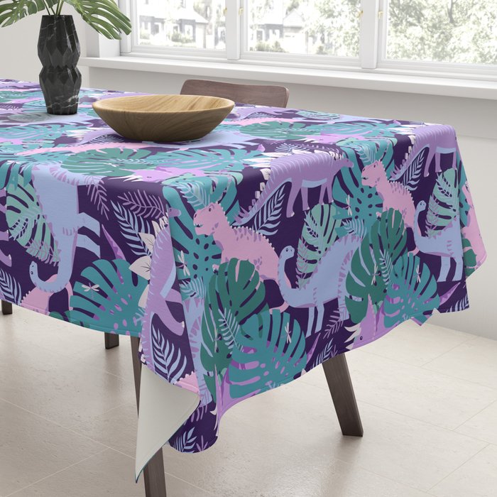 Jungle Dinosaur - Purple Tablecloth Gallery Image 3