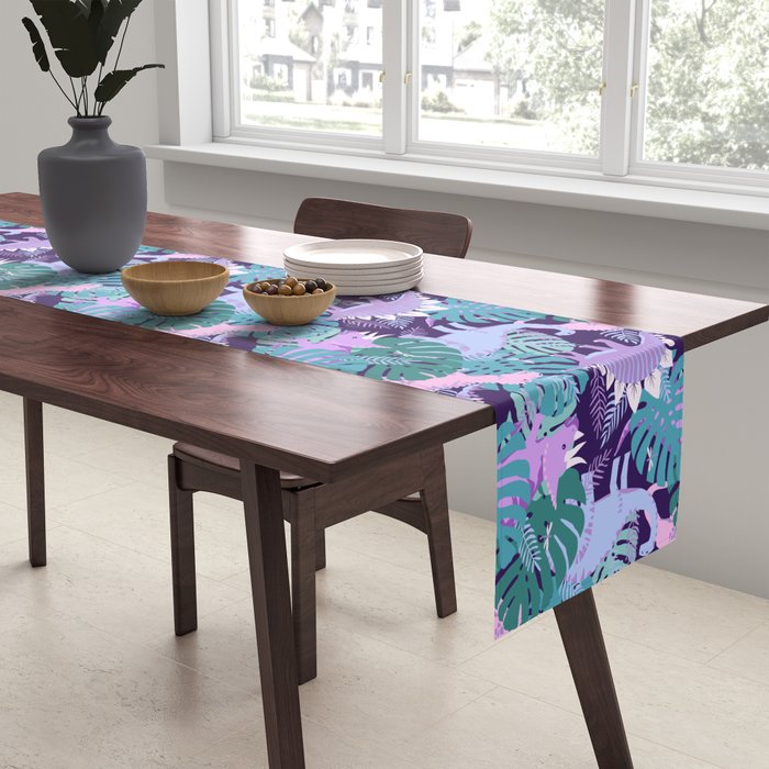 Jungle Dinosaur - Purple Table Runner Gallery Image 2