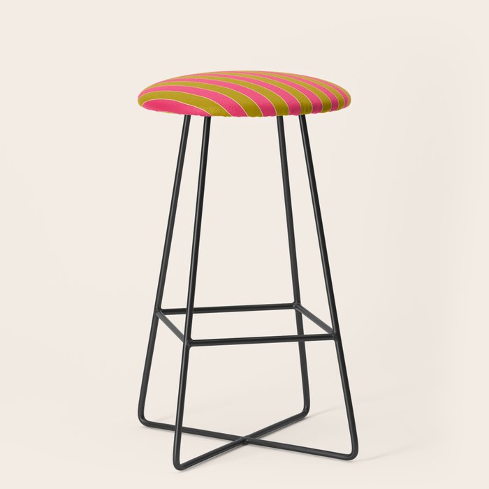 Bold Stripes Vertical Colorful Eclectic Pink and Chartreuse Pattern Stool Gallery Image 1