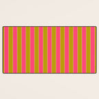 Bold Stripes Vertical Colorful Eclectic Pink and Chartreuse Pattern Desk Mat Gallery Image 3