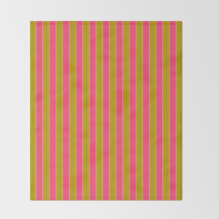 Bold Stripes Vertical Colorful Eclectic Pink and Chartreuse Pattern Throw Blanket Gallery Image 2