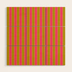 Bold Stripes Vertical Colorful Eclectic Pink and Chartreuse Pattern Wood Wall Art Gallery Image 1
