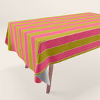 Bold Stripes Vertical Colorful Eclectic Pink and Chartreuse Pattern Tablecloth Gallery Image 1