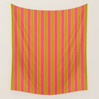 Bold Stripes Vertical Colorful Eclectic Pink and Chartreuse Pattern Wall Tapestry Gallery Image 4