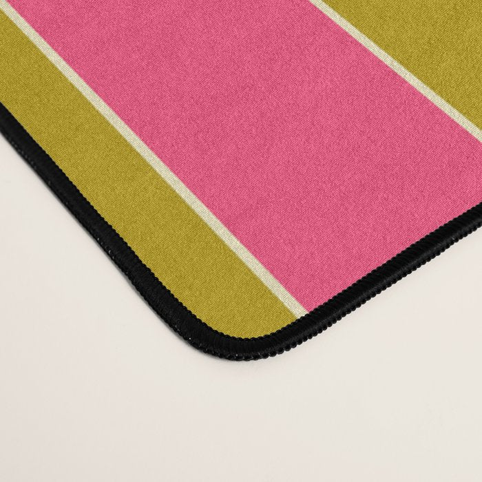 Bold Stripes Vertical Colorful Eclectic Pink and Chartreuse Pattern Desk Mat Gallery Image 4