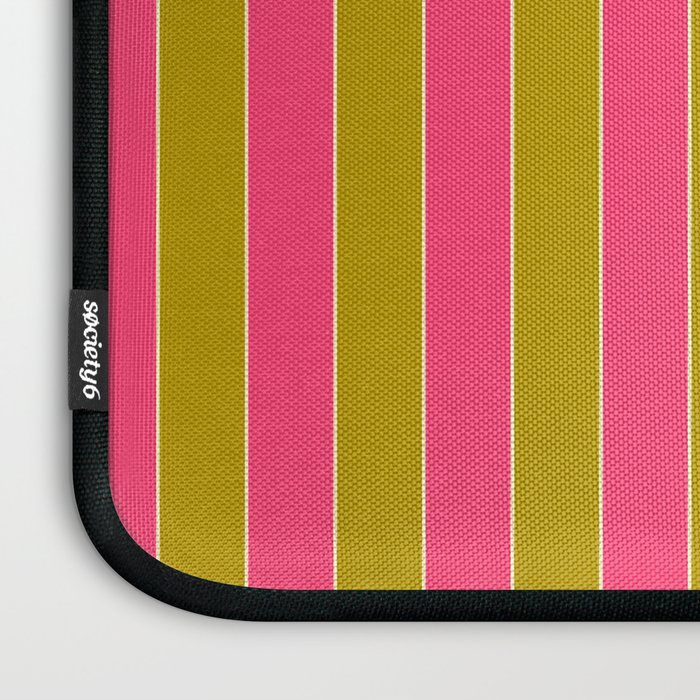 Bold Stripes Vertical Colorful Eclectic Pink and Chartreuse Pattern Laptop Sleeve Gallery Image 3