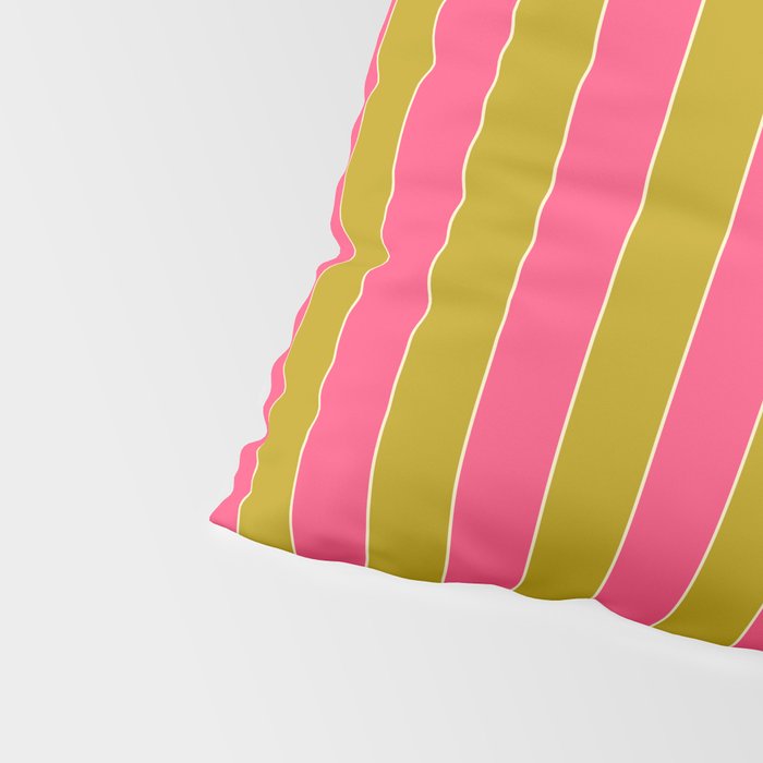 Bold Stripes Vertical Colorful Eclectic Pink and Chartreuse Pattern Pillow Sham Gallery Image 4