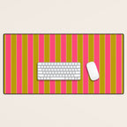 Bold Stripes Vertical Colorful Eclectic Pink and Chartreuse Pattern Desk Mat Gallery Image 1