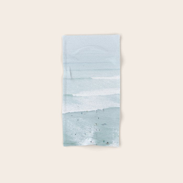 Tiny Surfers from the Sky, Lima, Peru Bath Towel Gallery Image 1