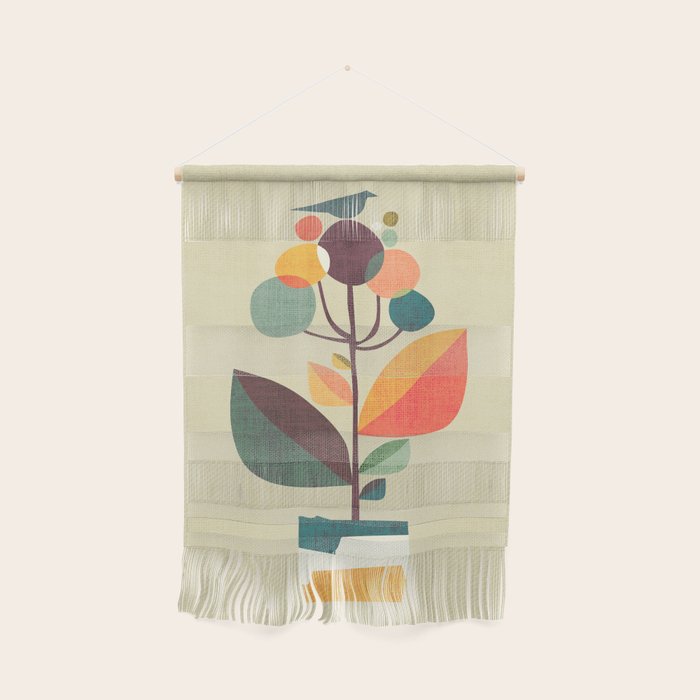 Potted plant with a bird Wall Hanging Gallery Image 1