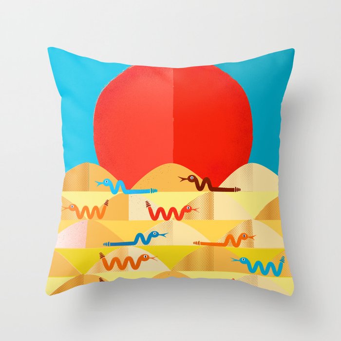 Colorful Snakes On A Desert Throw Pillow Gallery Image 1