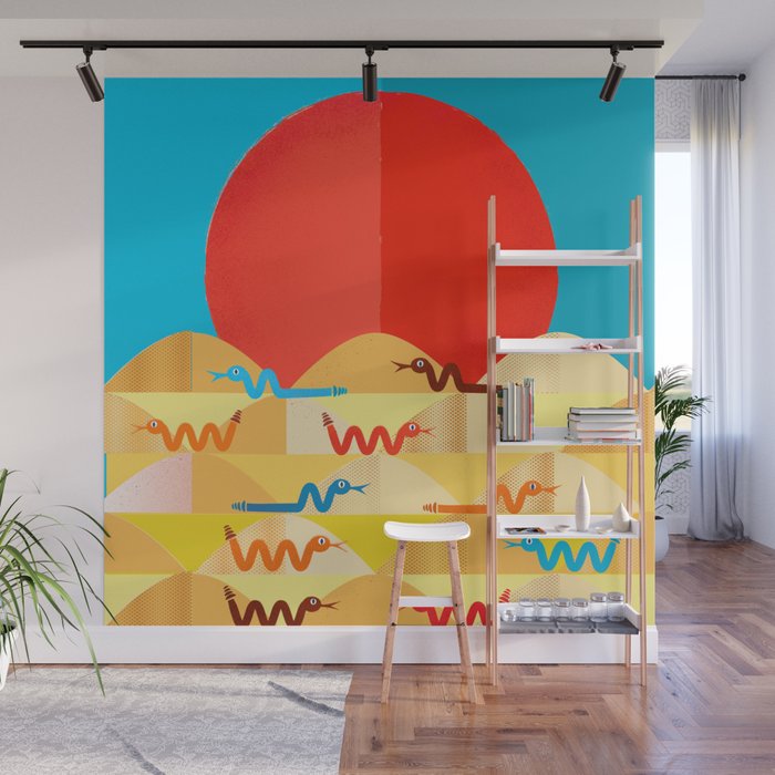 Colorful Snakes On A Desert Wall Mural Gallery Image 1