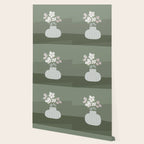 Wildflower bouquet in vase illustration - muted pink, beige and sage green flowers  Wallpaper Gallery Image 2